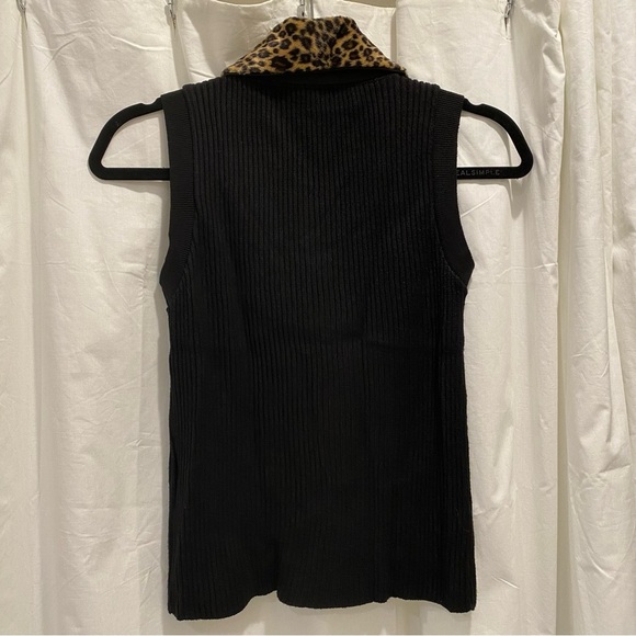 Cache Black Sweater with Leopard Print Accents - Picture 2 of 10